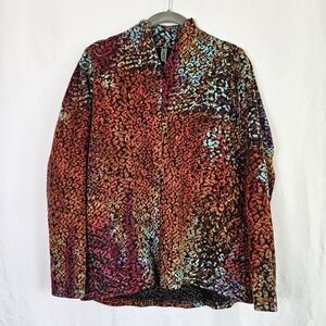Snoskins Multicolored Leopard Print Long Sleeve Outdoor Top Quarter Zip Top Med